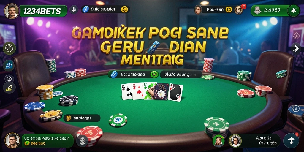 Tampilan gameplay Poker yang seru dan menarik di 1234BETS.