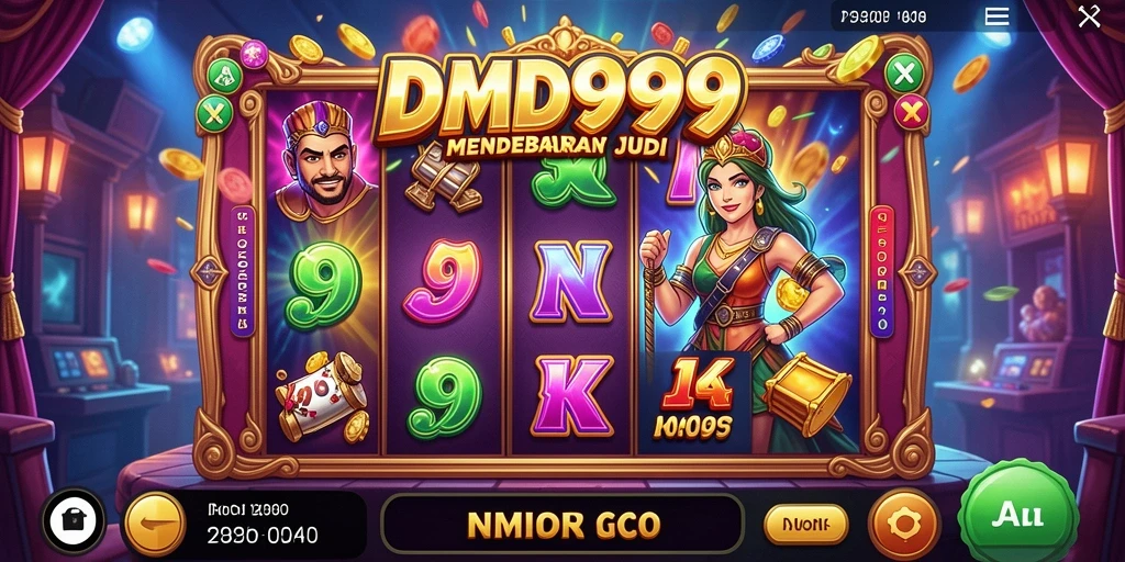 Screenshot DMD999 menampilkan gameplay slot yang penuh warna dan menarik.