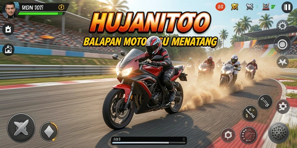 Gameplay balapan motor yang intens dan seru di HUJANTOTO.
