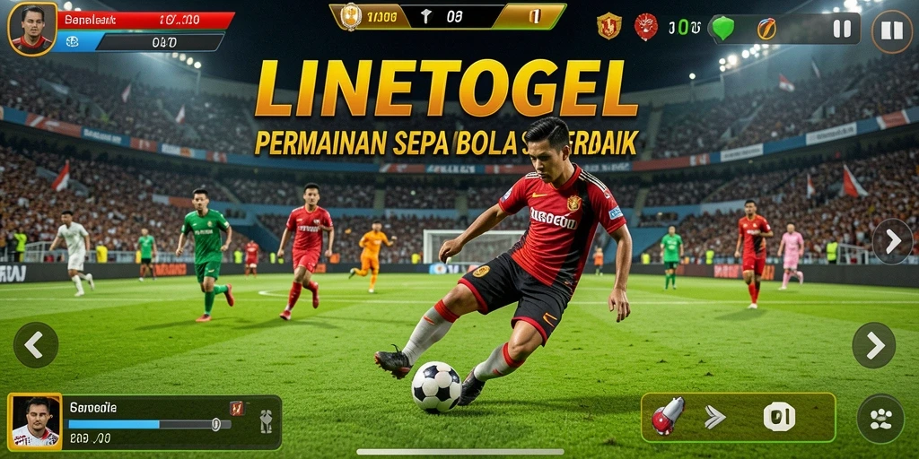 Tampilan gameplay seru dari LINETOGEL dengan aksi sepak bola nyata.