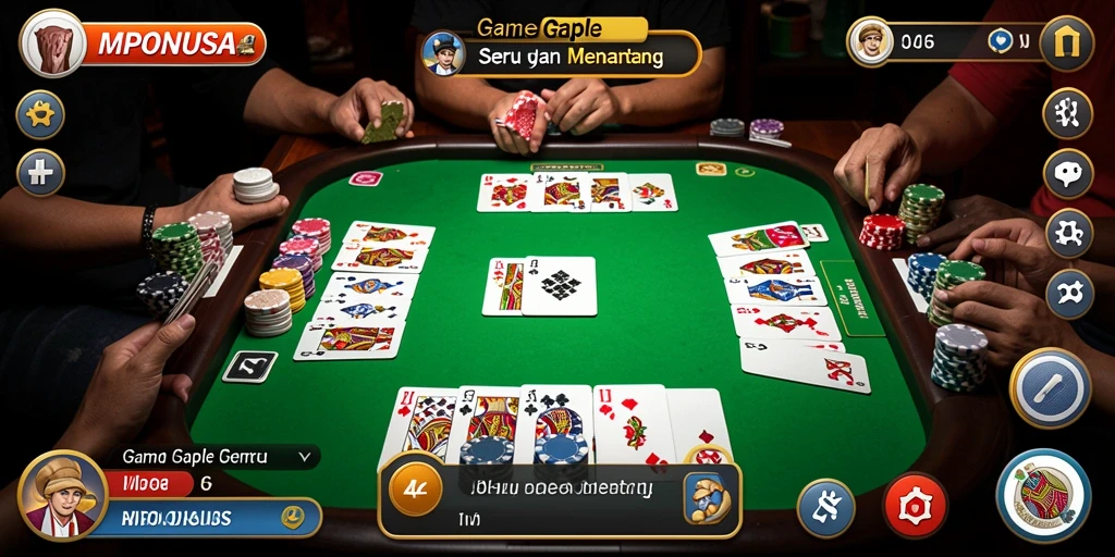 Screenshot utama gameplay Gaple di MPONUSA yang seru dan interaktif.