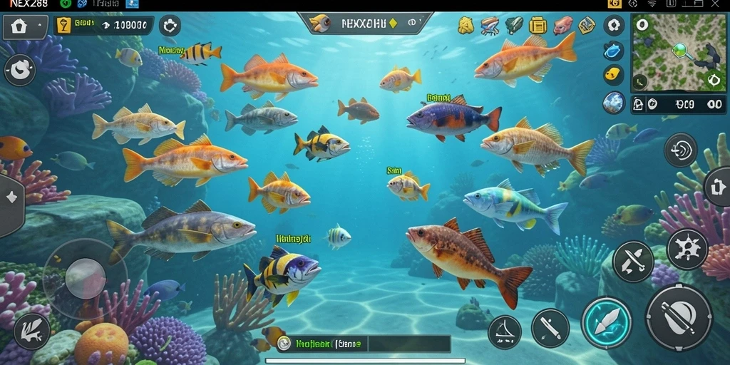Screenshot NEX288 menampilkan aksi seru dalam menembak ikan.