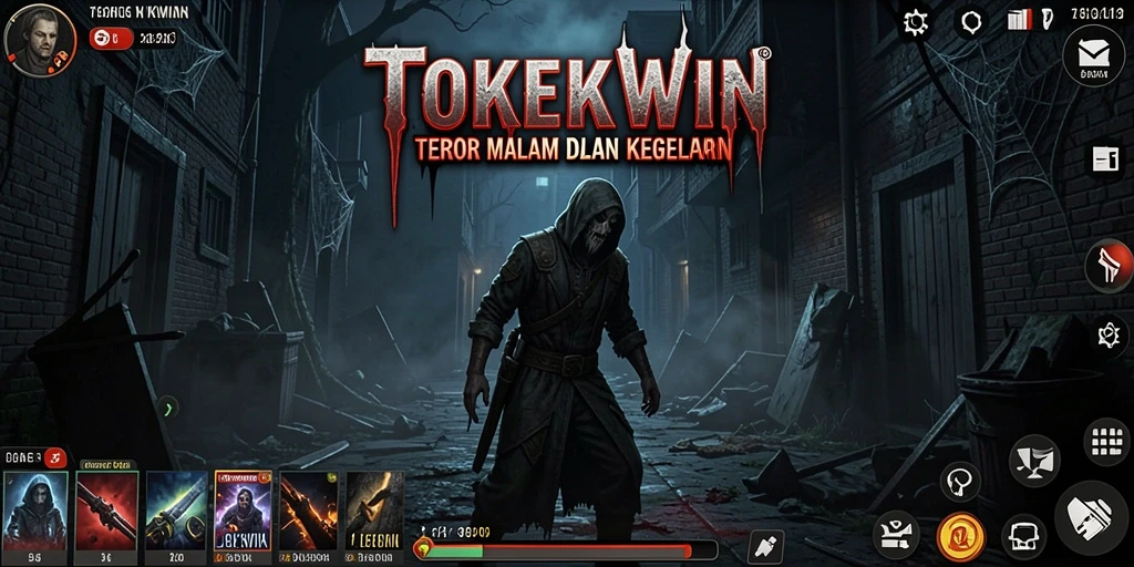 Tampilan gameplay menakutkan di dalam dunia gelap dan misterius.