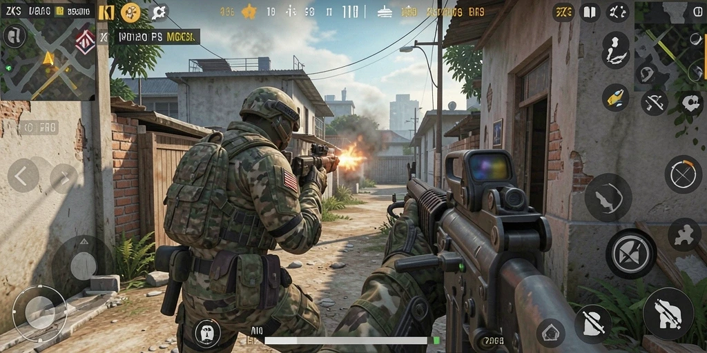 Tangkapan layar utama ZK3 menampilkan pertempuran FPS yang intens.